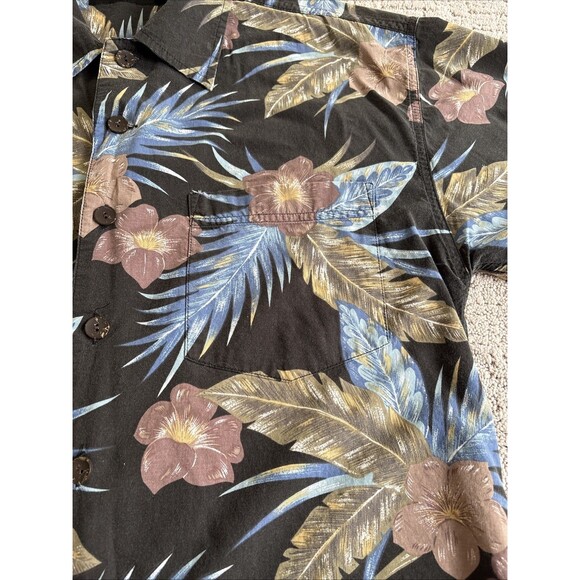 Cactus Black Label Hawaiian Shirt Men’s Med Black Blue Floral Tropical Button Up - Picture 13 of 13